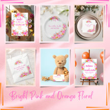 Baby in Bloom bright pink and orange floral 