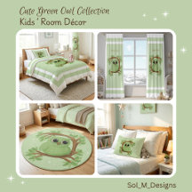 Cute Green Owl Kids' Room Décor Collection
