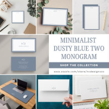 Minimalist Dusty Blue Two Monogram