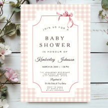 Pink Gingham with Bow Baby Shower