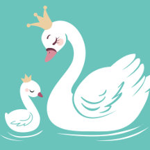 Swan Baby Shower Bird with Crown Teal