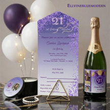 Glamorous Purple Glitter   21st Birthday