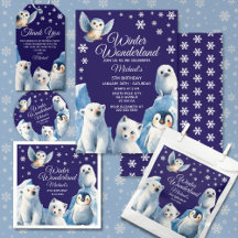 Cute Arctic Animals Winter Kids Birthday Party