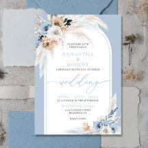 Boho Dusty Blue Dried Flowers and Pampas Arch