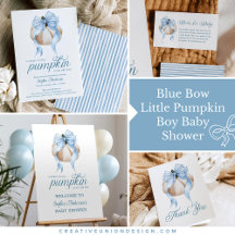 Blue Bow Little Pumpkin Boy Baby Shower