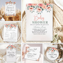 Beatiful Water Color Flowers Garden Baby Shower