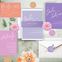 Minimalist Script Handwritten Lavender Wedding