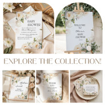 Elegant Ivory Peony Neutral Baby Shower Collection