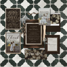 Rustic Copper Brown Botanical Wedding Collection