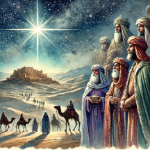 Vintage Watercolor Three Wise Men Biblical Gifts