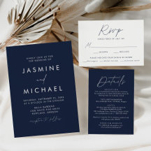 Modern Script Navy Wedding Collection