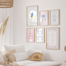 Modern Pink Blue Bible Verse Wall Art Collection