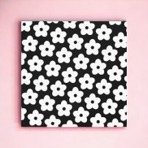 Black and White Flower Y2K Pattern Home Decor