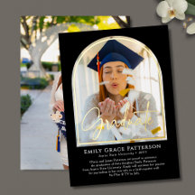 Graduation Photo Modern Arch Script Graduate Black