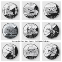 Faux State Quarter Wall Clocks