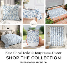 Elegant Blue French Toile Pattern Home Decor