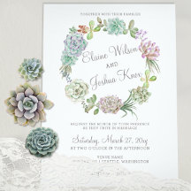 Cactus Succulent Wreath Wedding Invitation Set