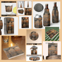 Photographic Aged Wood Liquor Barrel Kegs