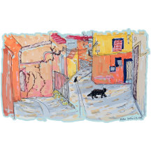 Black Paws in Sun-Drenched Alley