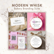 Modern Whisk Logo Bakery Branding Suite