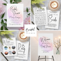 Modern Script Typography Bridal Shower Collection