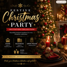 Festive Christmas Party Invitations 