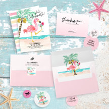 Flamingo Beach Party Tropical Bridal Shower