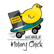Mobile Notary Chick on Skateboard