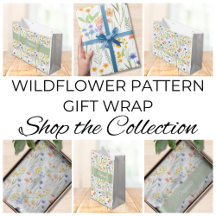 Wildflower Pattern Monogram Name Gift Wrap