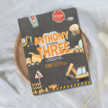 Construction Birthday Invitation