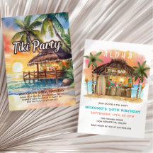 Beach & Tropical Theme Adult Birthday Invitations