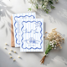 Handrawn seashells blue wavy border beach wedding