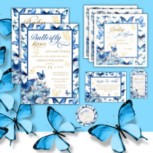 Blue & Gold Butterfly Elegance Baby Shower