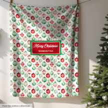 Classic Red and Green Watercolor Christmas Blanket