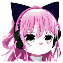 Pink and Black Anime Girl Cat Ears