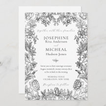 Elegant Vintage Botanical Floral Wedding Suite