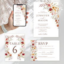 Elegant Burgundy Brown Fall Autumn Floral Wedding