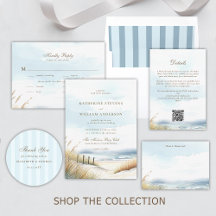 Beach Fence Watercolor Wedding Suite
