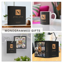 Monogrammed elegant black gold personalized gifts