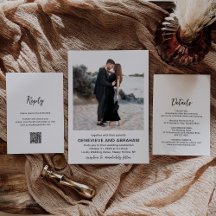 Clean Black and White Photo Modern Wedding