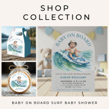 Baby on Board Surfing Boy Baby Shower