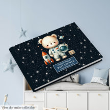 Teddy Bear Astronaut Baby Boy Guest Books #111B