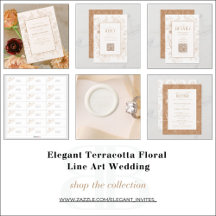 Elegant Terracotta Floral Line Art Wedding