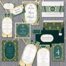 Emerald Green Gold Art Deco Nouveau Wedding