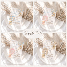 Teddy Bear Cute Balloons Twins Baby Shower