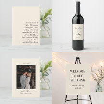 Minimalist Ivory Ecru Black Elegant Modern Wedding