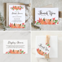 Watercolor Pumpkin Harvest Bridal Shower Suite