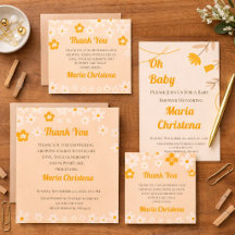 Golden Peach Wildflower Baby Shower Collection 