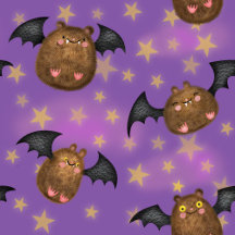 Cute furry bats in a starry sky