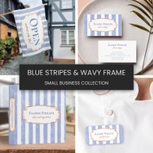 Orange Wavy Frame & Blue Watercolor Stripes